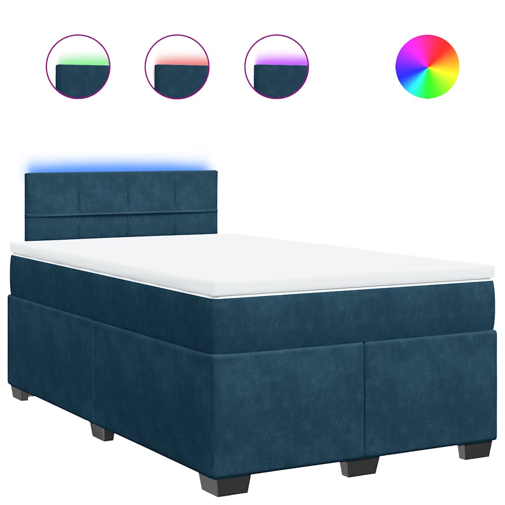 Boxspring met matras fluweel blauw 120x200 cm – afbeelding 2