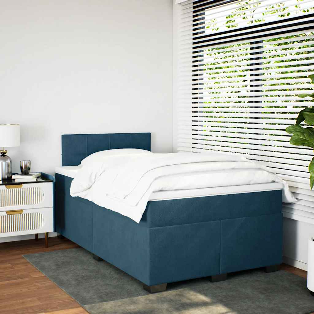Boxspring met matras fluweel blauw 120x200 cm – afbeelding 4