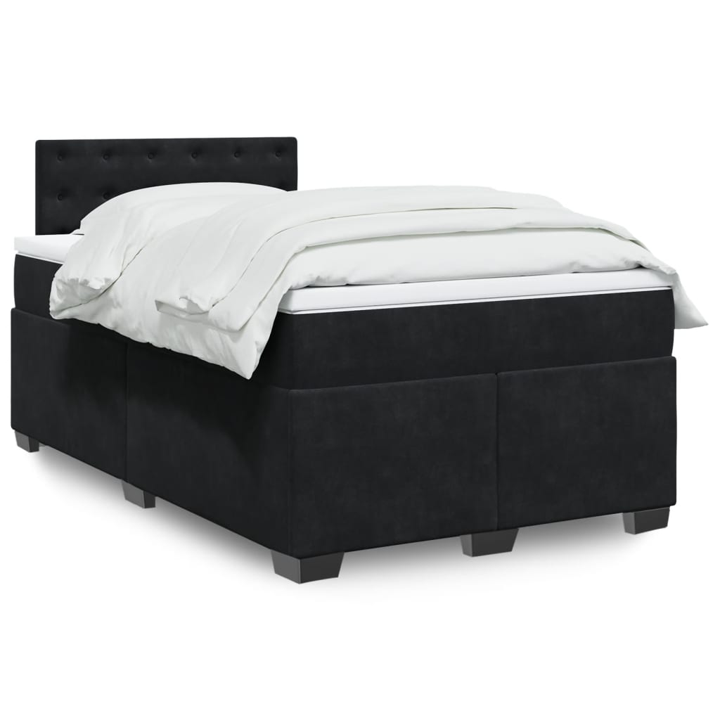 Boxspring met matras fluweel zwart 120x200 cm – afbeelding 1