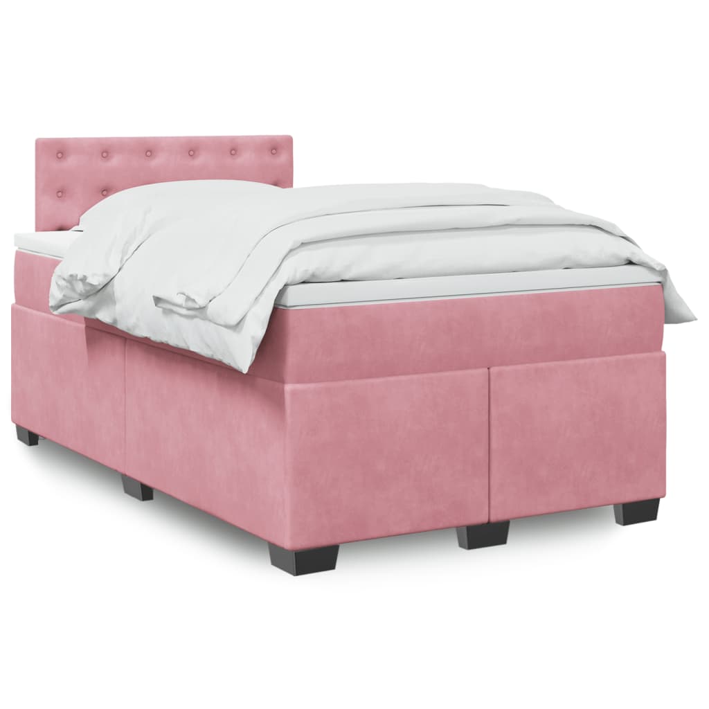 Boxspring met matras fluweel roze 120x200 cm – afbeelding 1