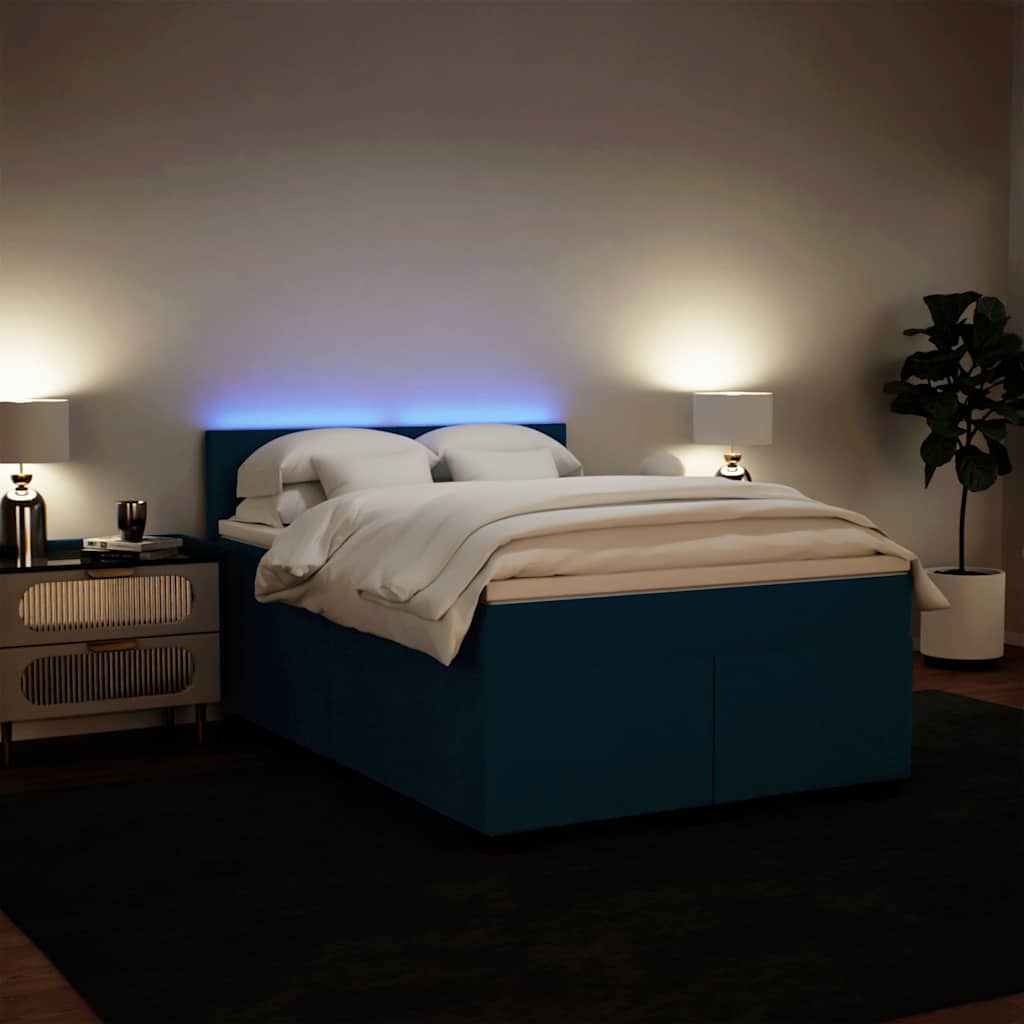 Boxspring met matras fluweel blauw 160x200 cm – afbeelding 1