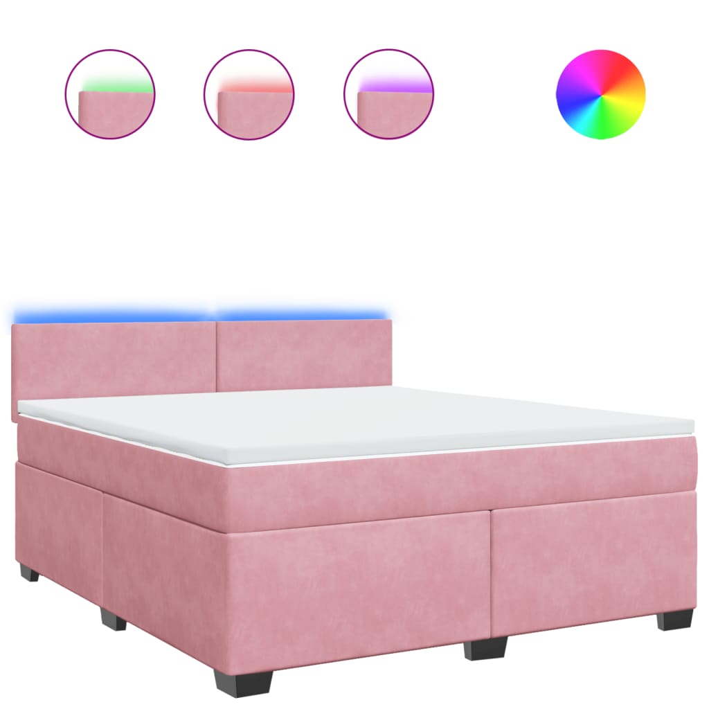 Boxspring met matras fluweel roze 180x200 cm – afbeelding 2