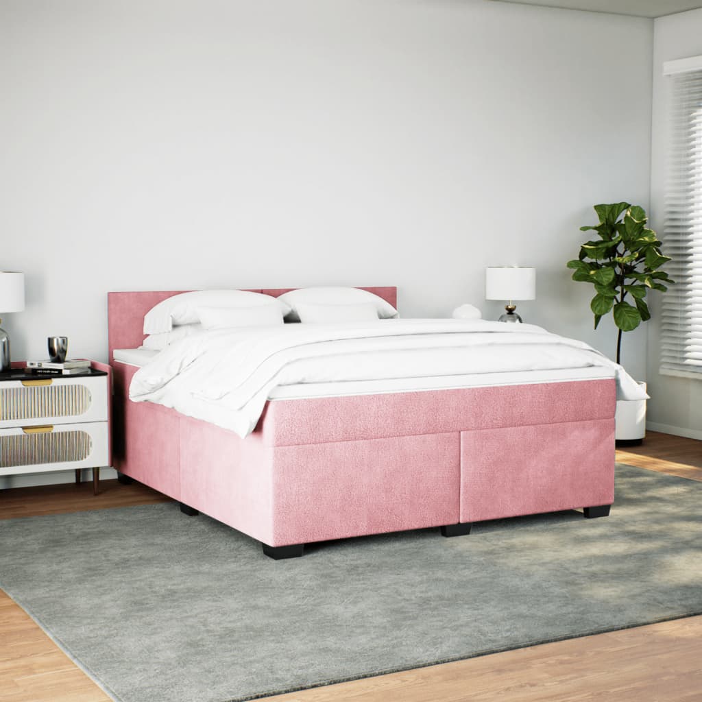 Boxspring met matras fluweel roze 180x200 cm – afbeelding 5