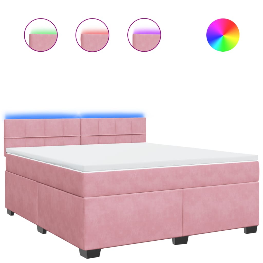 Boxspring met matras fluweel roze 180x200 cm – afbeelding 2