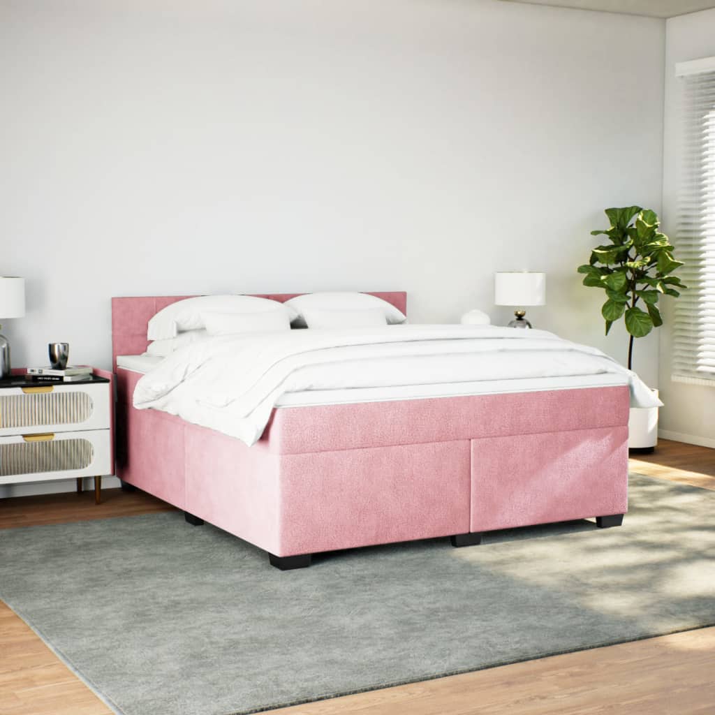 Boxspring met matras fluweel roze 180x200 cm – afbeelding 5