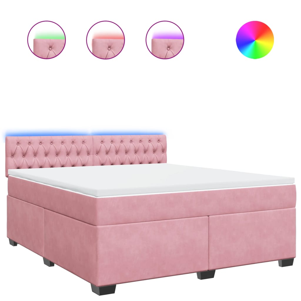 Boxspring met matras fluweel roze 180x200 cm – afbeelding 2