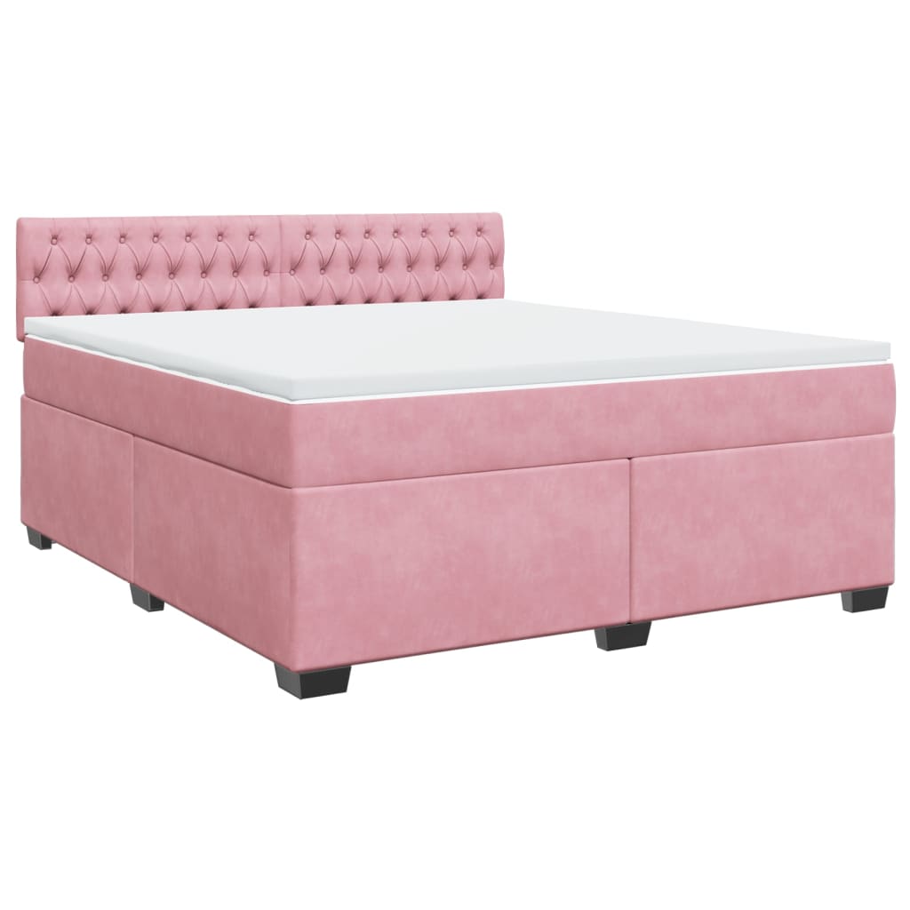 Boxspring met matras fluweel roze 180x200 cm – afbeelding 3