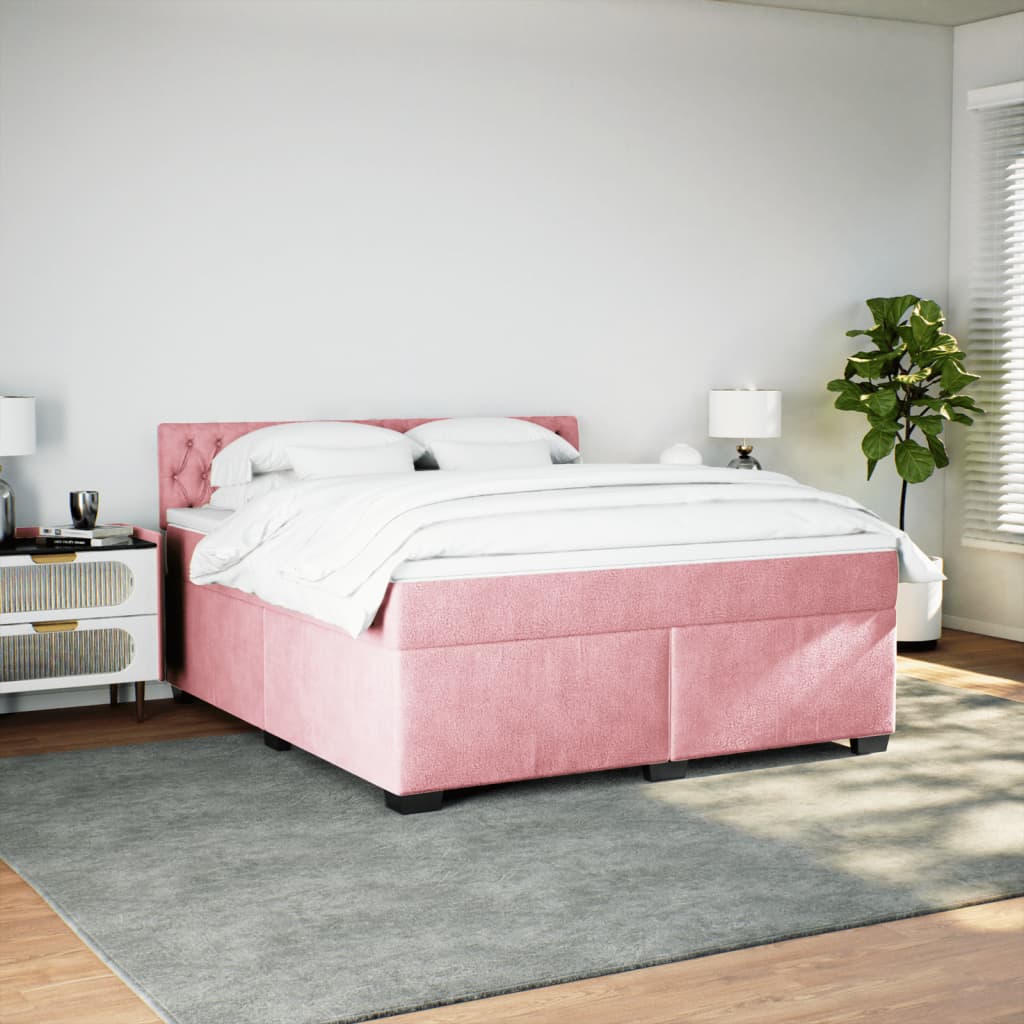 Boxspring met matras fluweel roze 180x200 cm – afbeelding 5