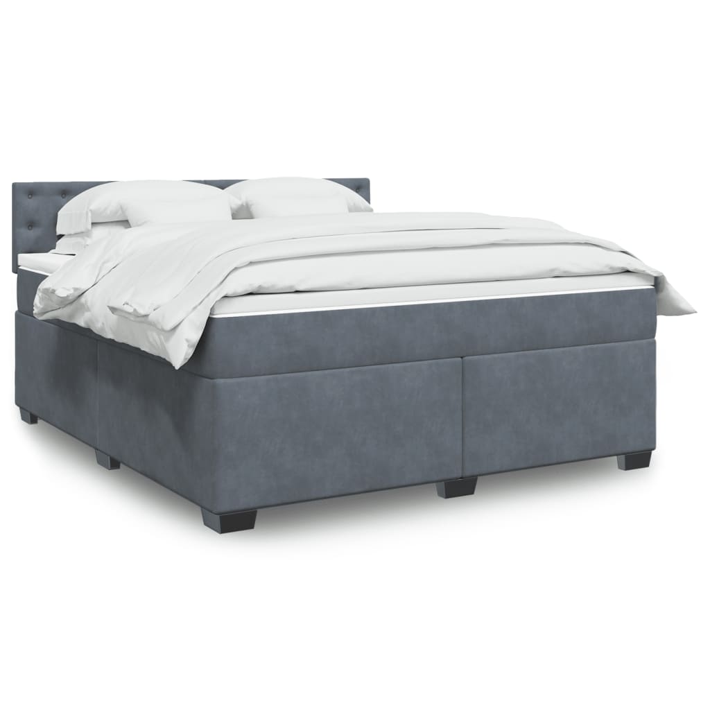 Boxspring met matras fluweel donkergrijs 180x200 cm – afbeelding 1