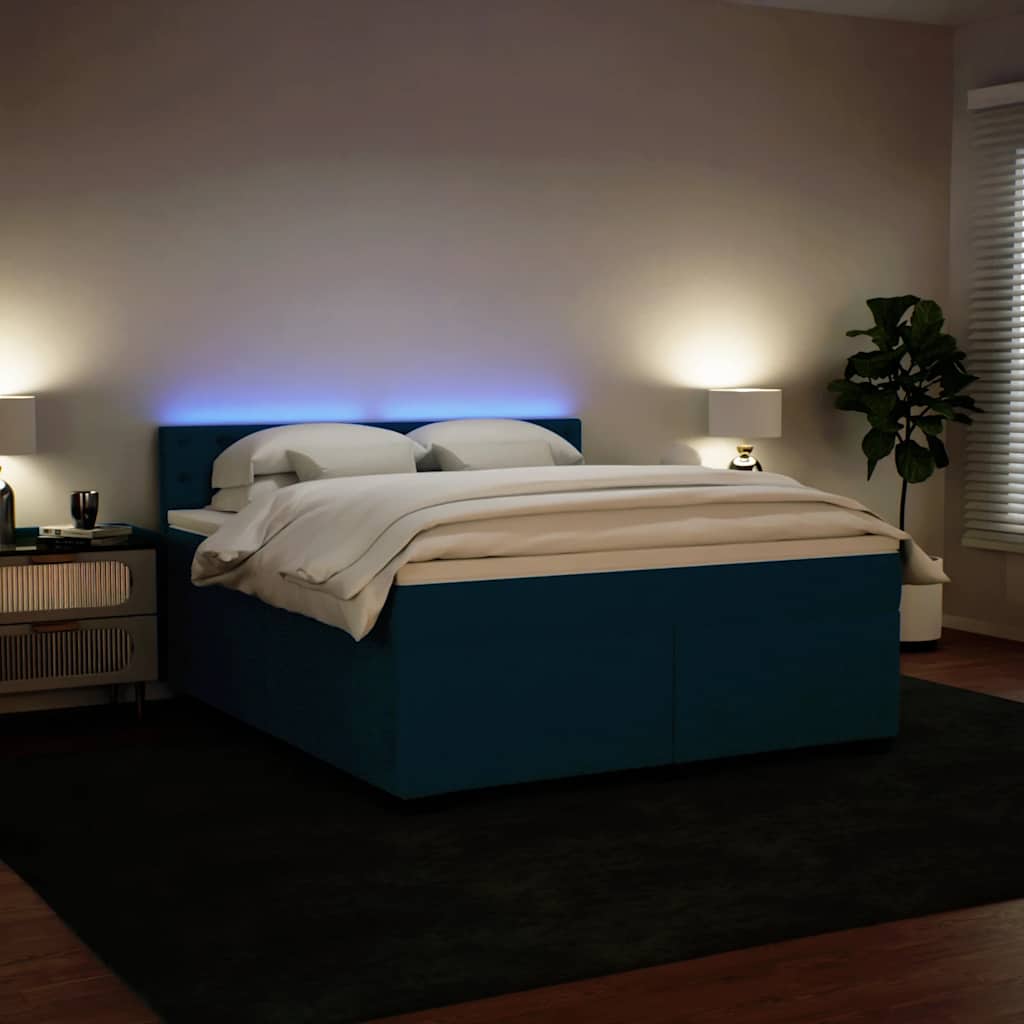 Boxspring met matras fluweel blauw 180x200 cm – afbeelding 1