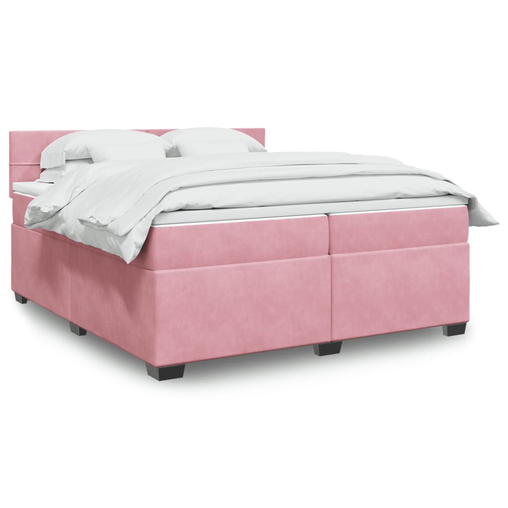 Boxspring met matras fluweel roze 200x200 cm – afbeelding 1