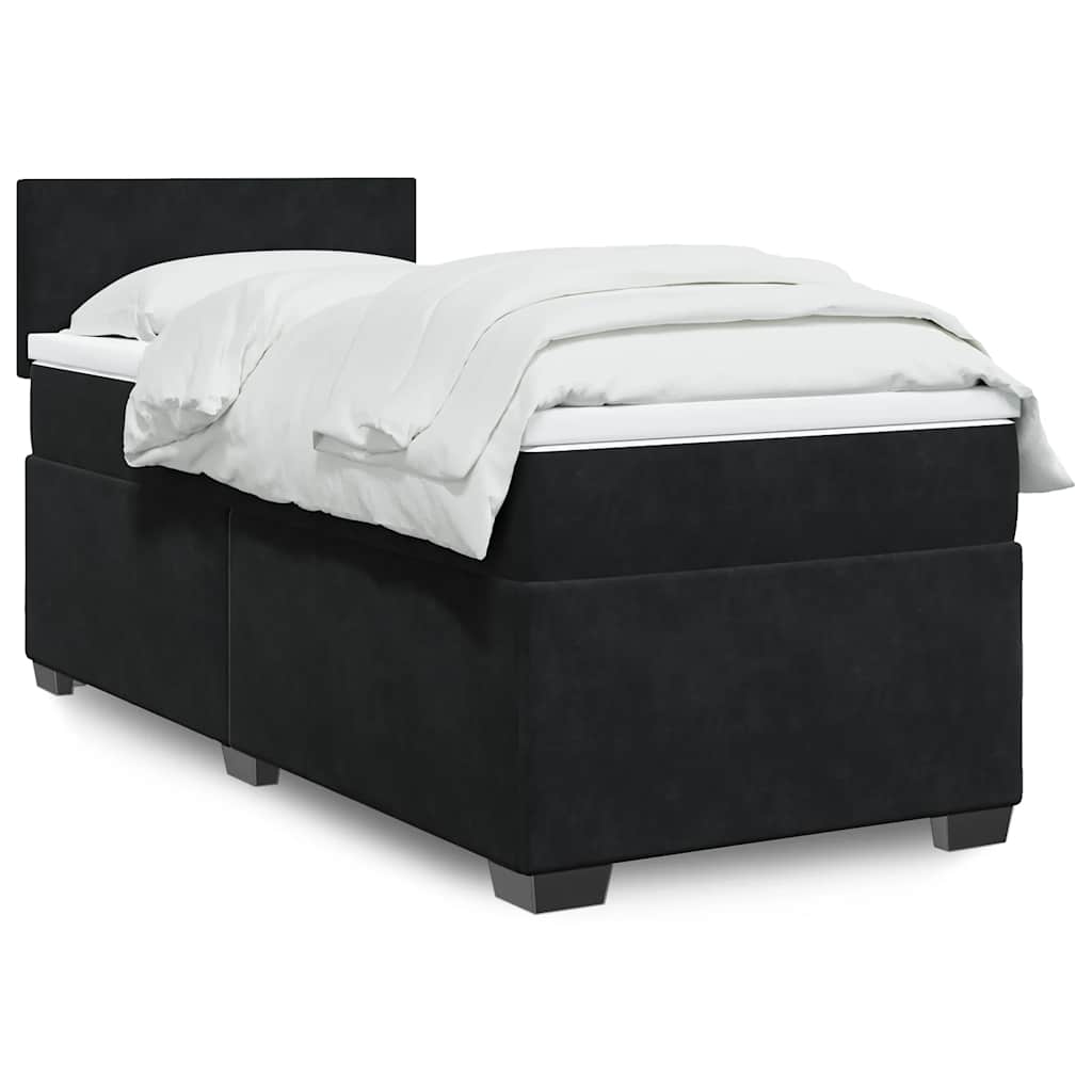 Boxspring met matras fluweel zwart 1-persoons (alleen AU) – afbeelding 1