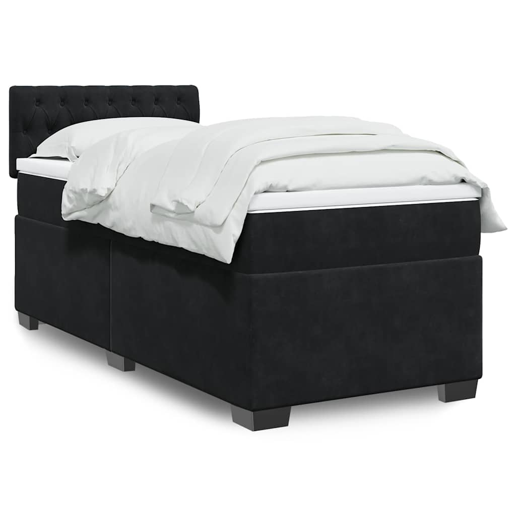 Boxspring met matras fluweel zwart 1-persoons (alleen AU) – afbeelding 1