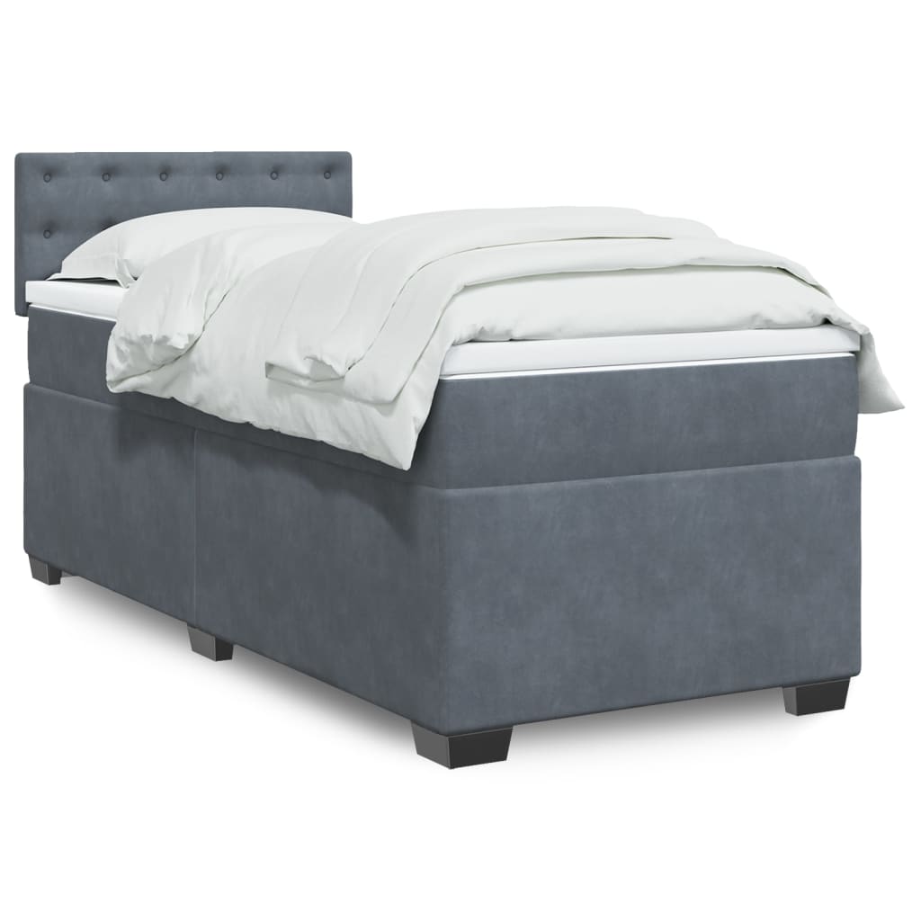Boxspring met matras fluweel donkergrijs 1-persoons (alleen AU) – afbeelding 1