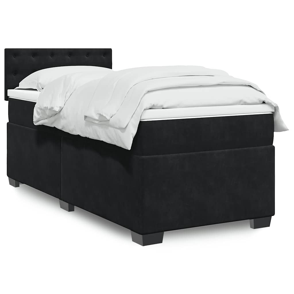Boxspring met matras fluweel zwart 1-persoons (alleen AU) – afbeelding 1