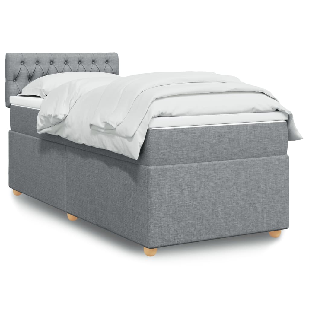 Boxspring met matras stof lichtgrijs 80x200 cm – afbeelding 1
