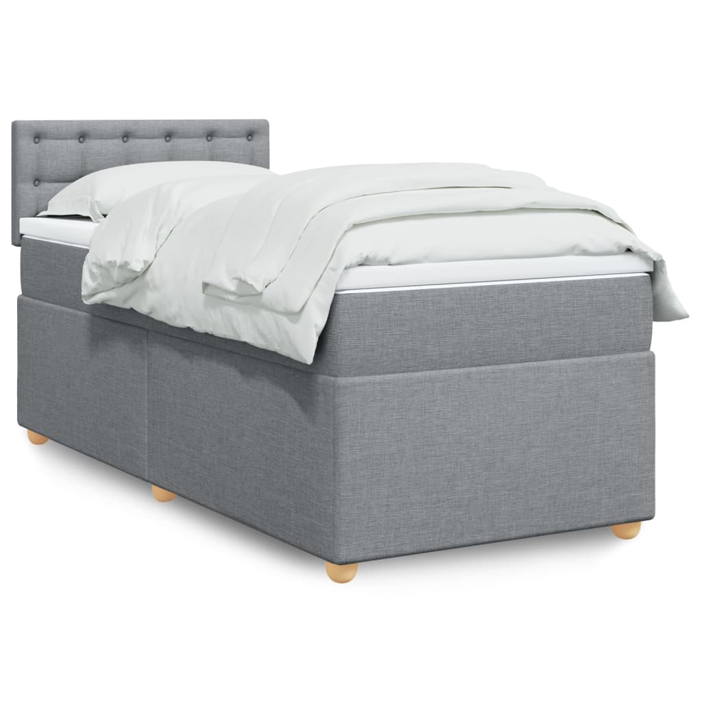 Boxspring met matras stof lichtgrijs 80x200 cm – afbeelding 1