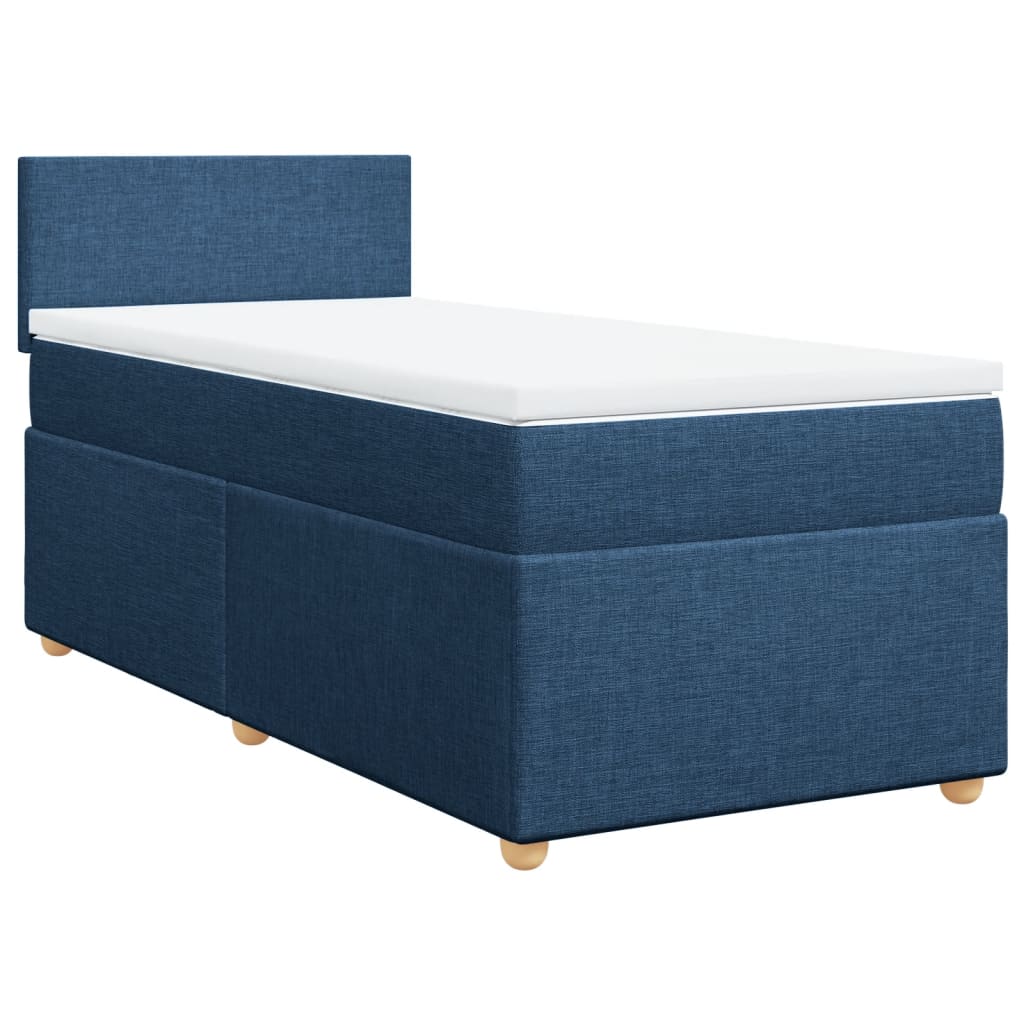 Boxspring met matras stof blauw 90x190 cm – afbeelding 3