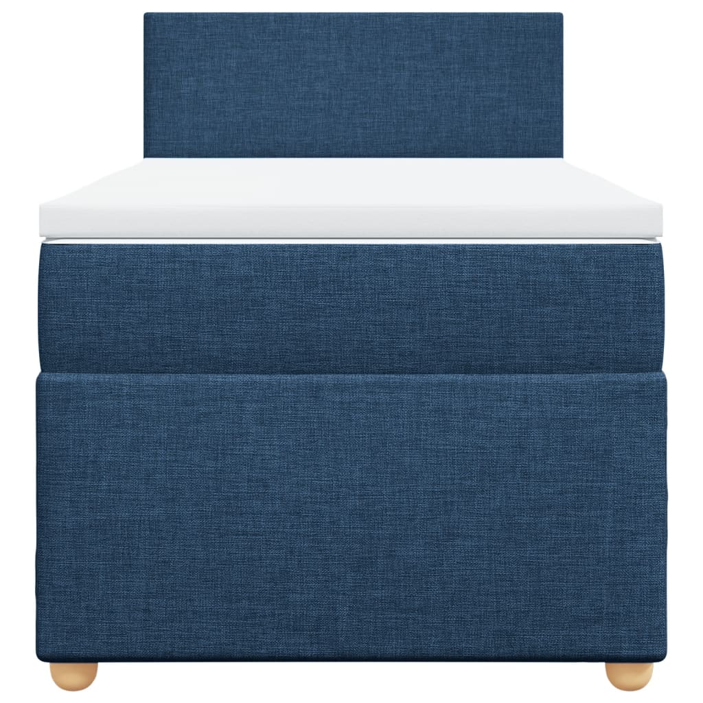 Boxspring met matras stof blauw 90x190 cm – afbeelding 6
