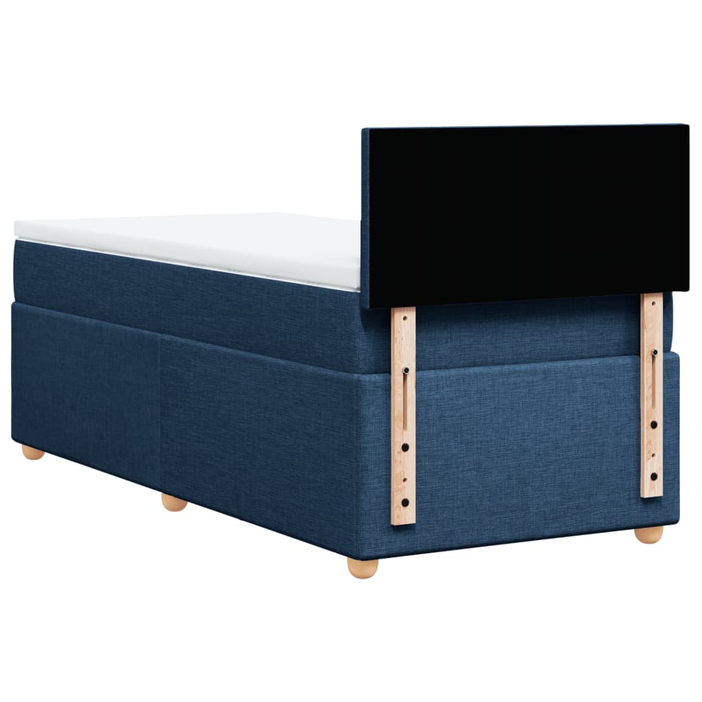 Boxspring met matras stof blauw 90x190 cm – afbeelding 8