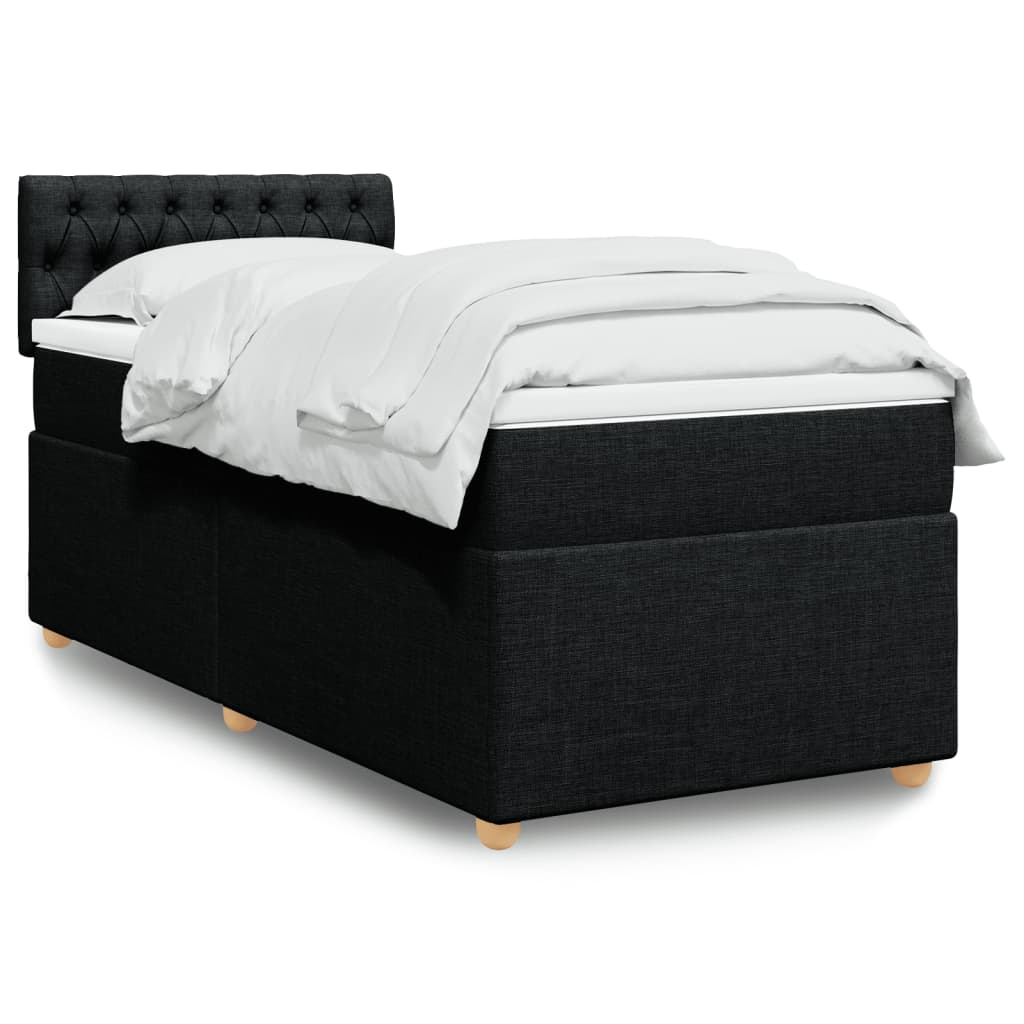 Boxspring met matras stof zwart 90x190 cm – afbeelding 1