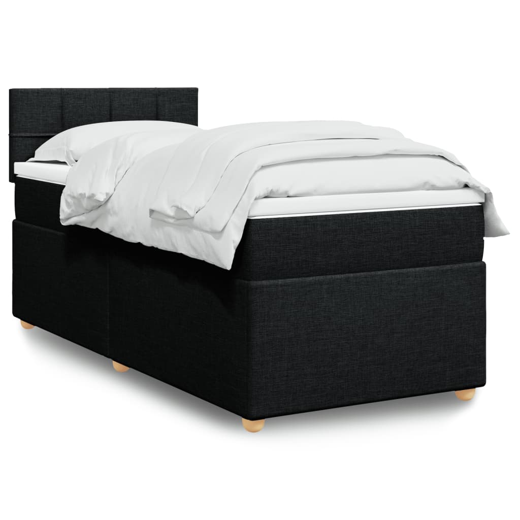Boxspring met matras stof zwart 100x200 cm – afbeelding 1