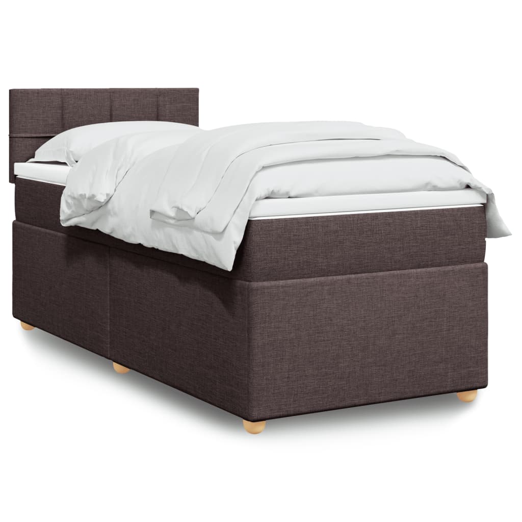 Boxspring met matras stof donkerbruin 100x200 cm – afbeelding 1