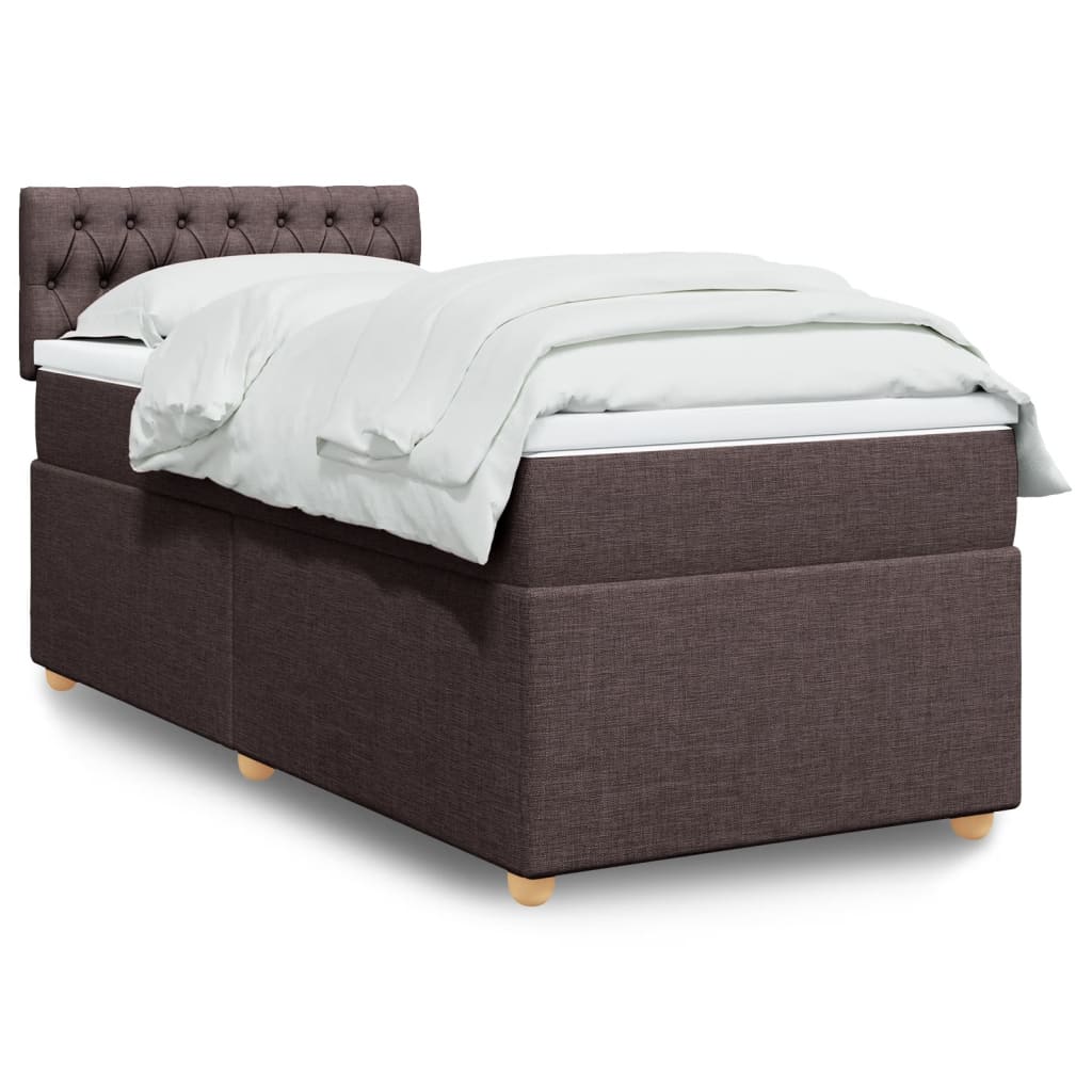 Boxspring met matras stof donkerbruin 100x200 cm – afbeelding 1
