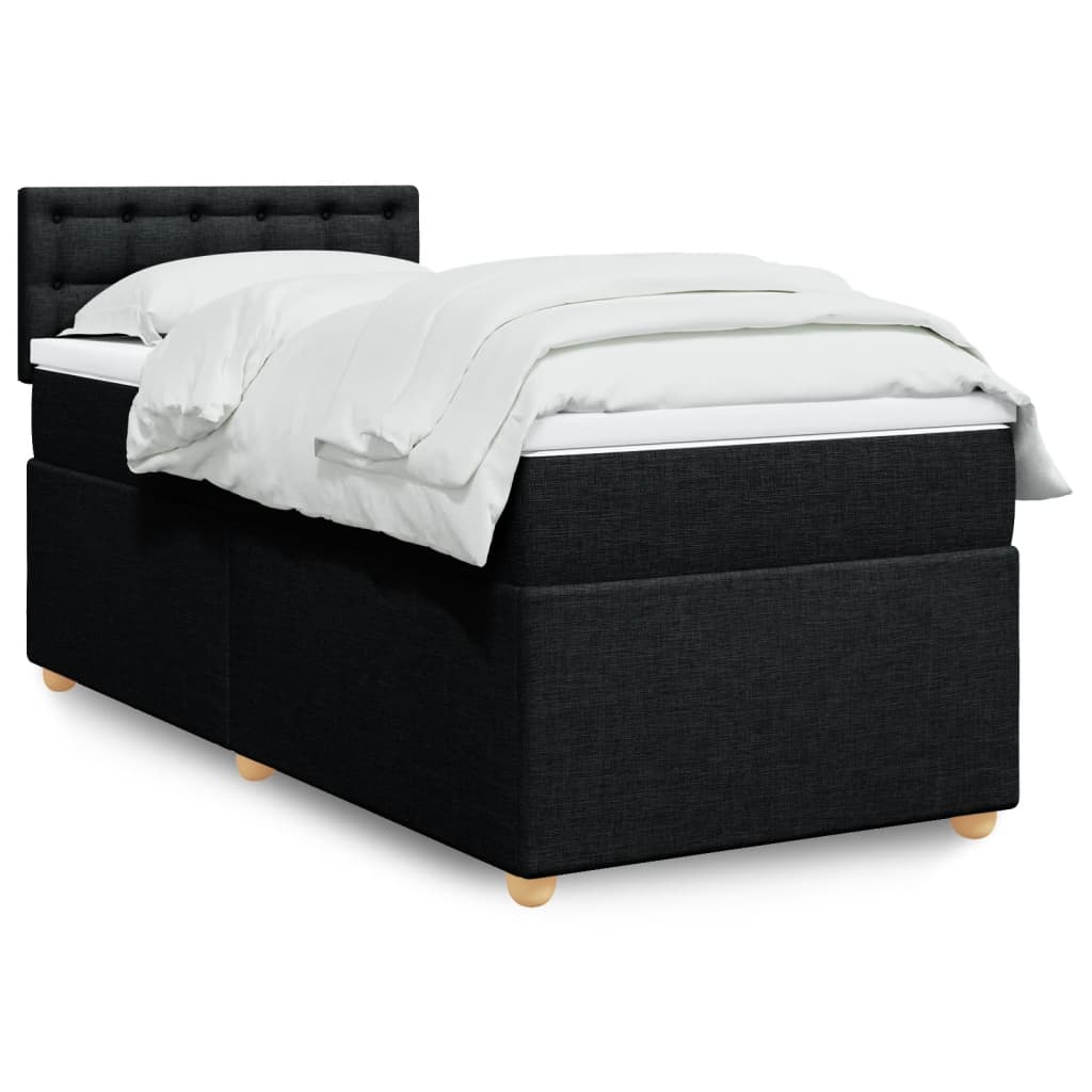 Boxspring met matras stof zwart 100x200 cm – afbeelding 1