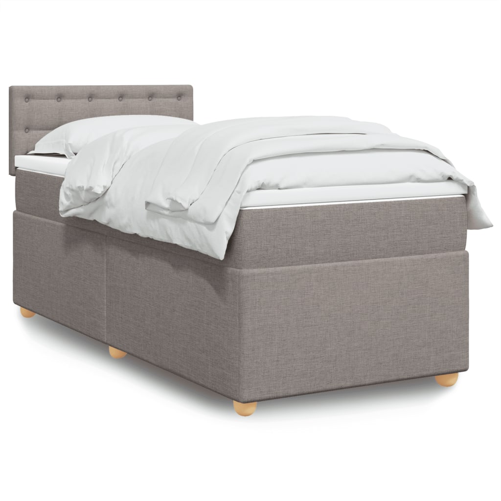 Boxspring met matras stof taupe 100x200 cm – afbeelding 1