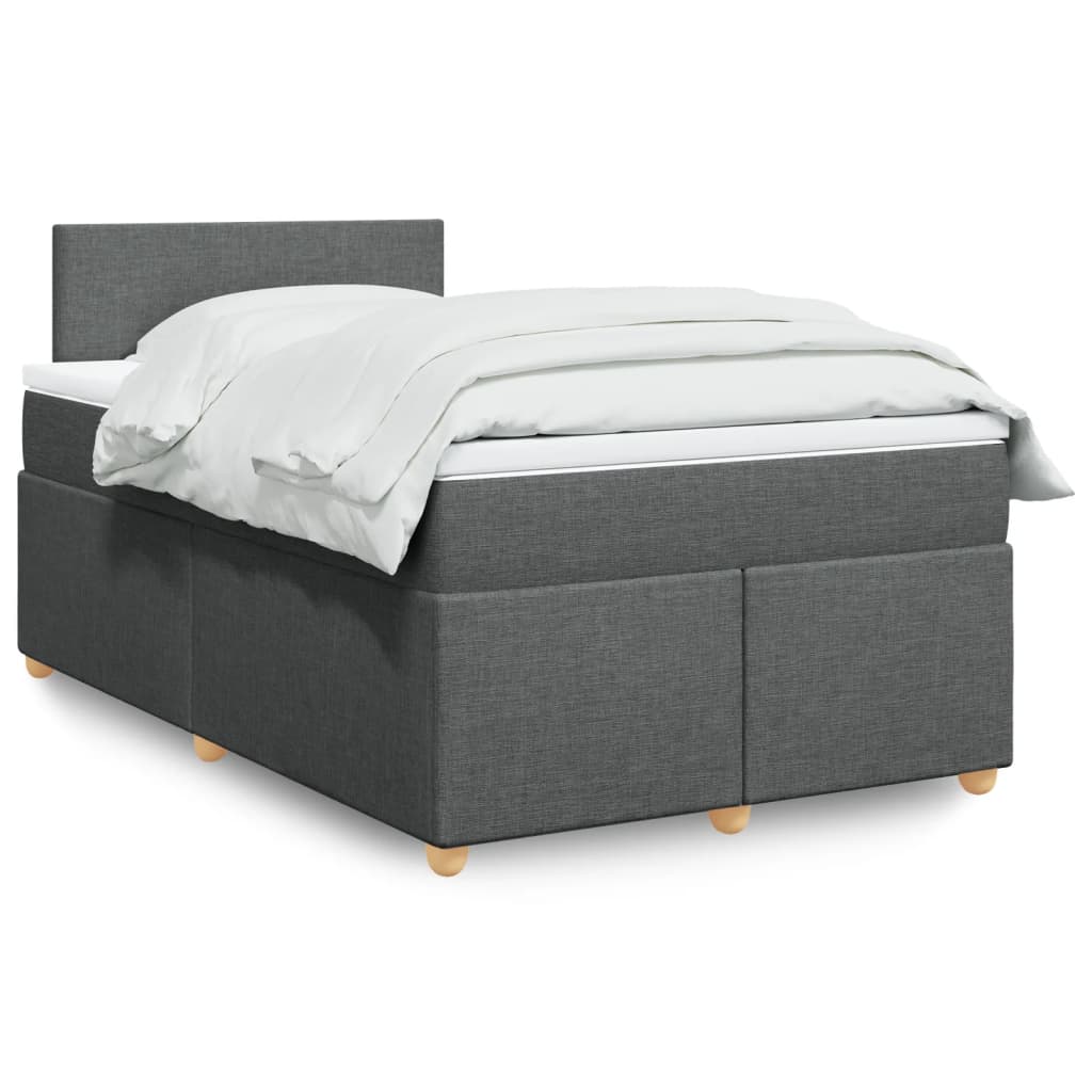 Boxspring met matras stof donkergrijs 120x190 cm – afbeelding 1