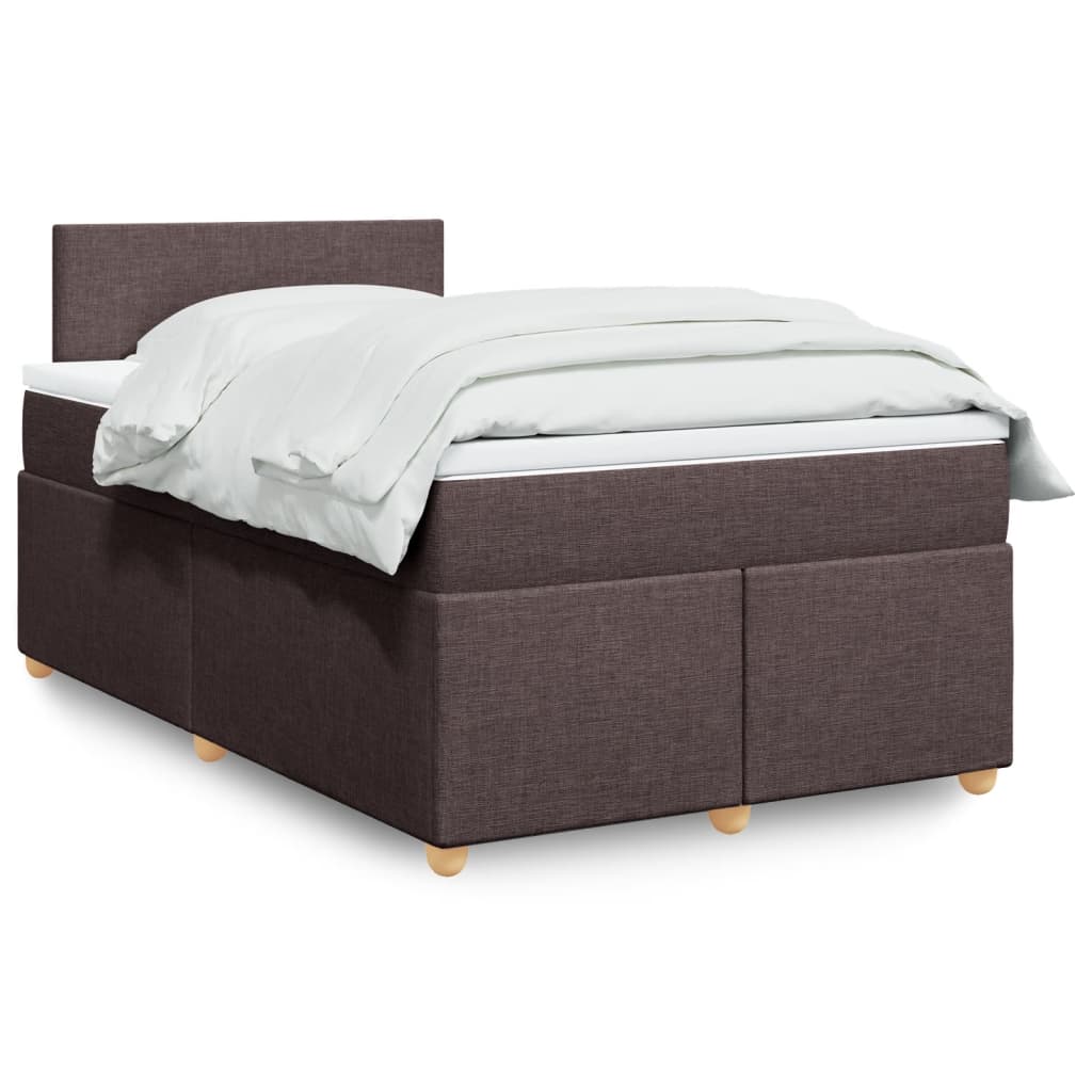 Boxspring met matras stof donkerbruin 120x190 cm – afbeelding 1