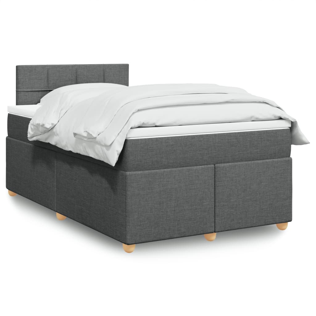 Boxspring met matras stof donkergrijs 120x190 cm – afbeelding 1
