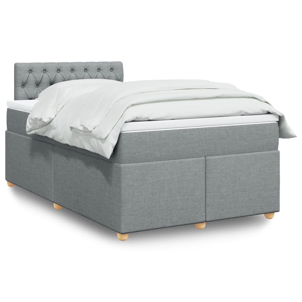 Boxspring met matras stof lichtgrijs 120x190 cm – afbeelding 1