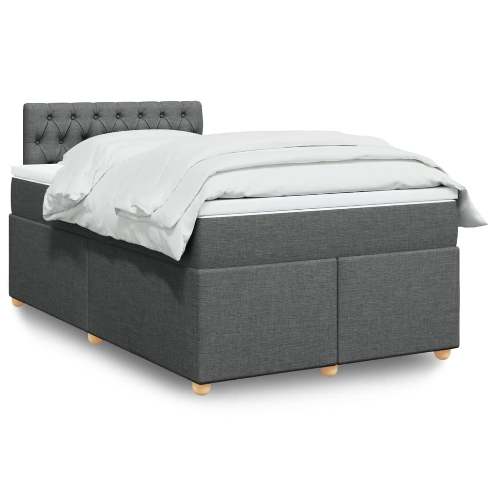 Boxspring met matras stof donkergrijs 120x190 cm – afbeelding 1