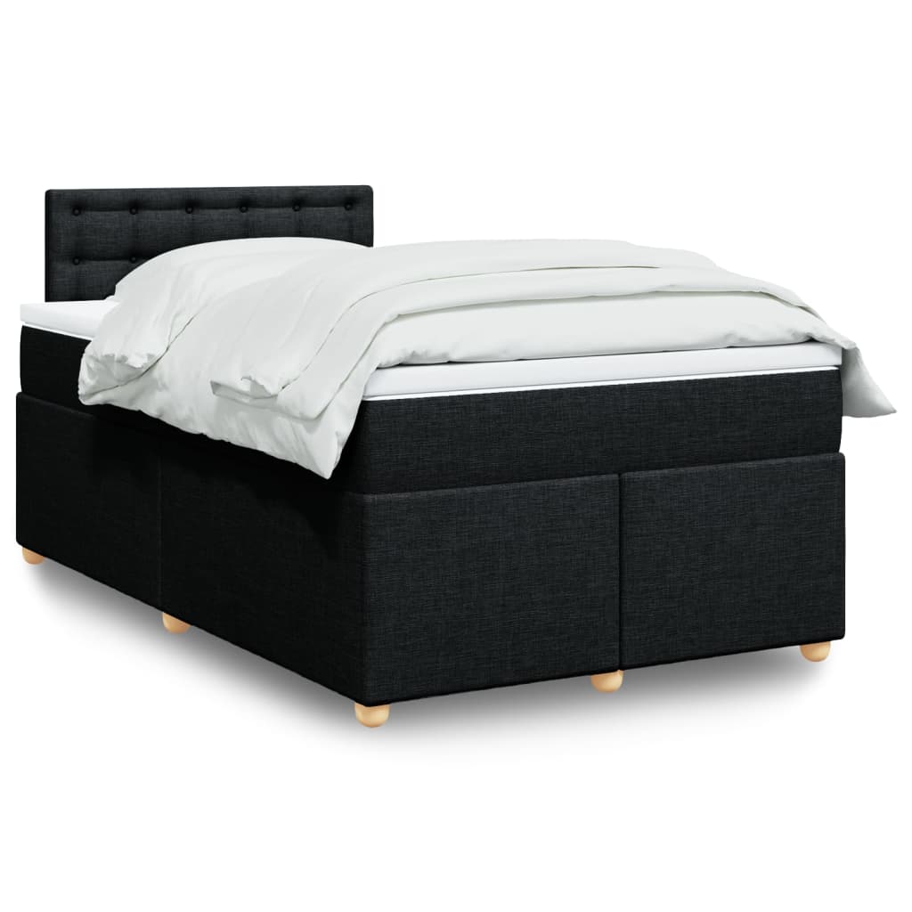 Boxspring met matras stof zwart 120x190 cm – afbeelding 1