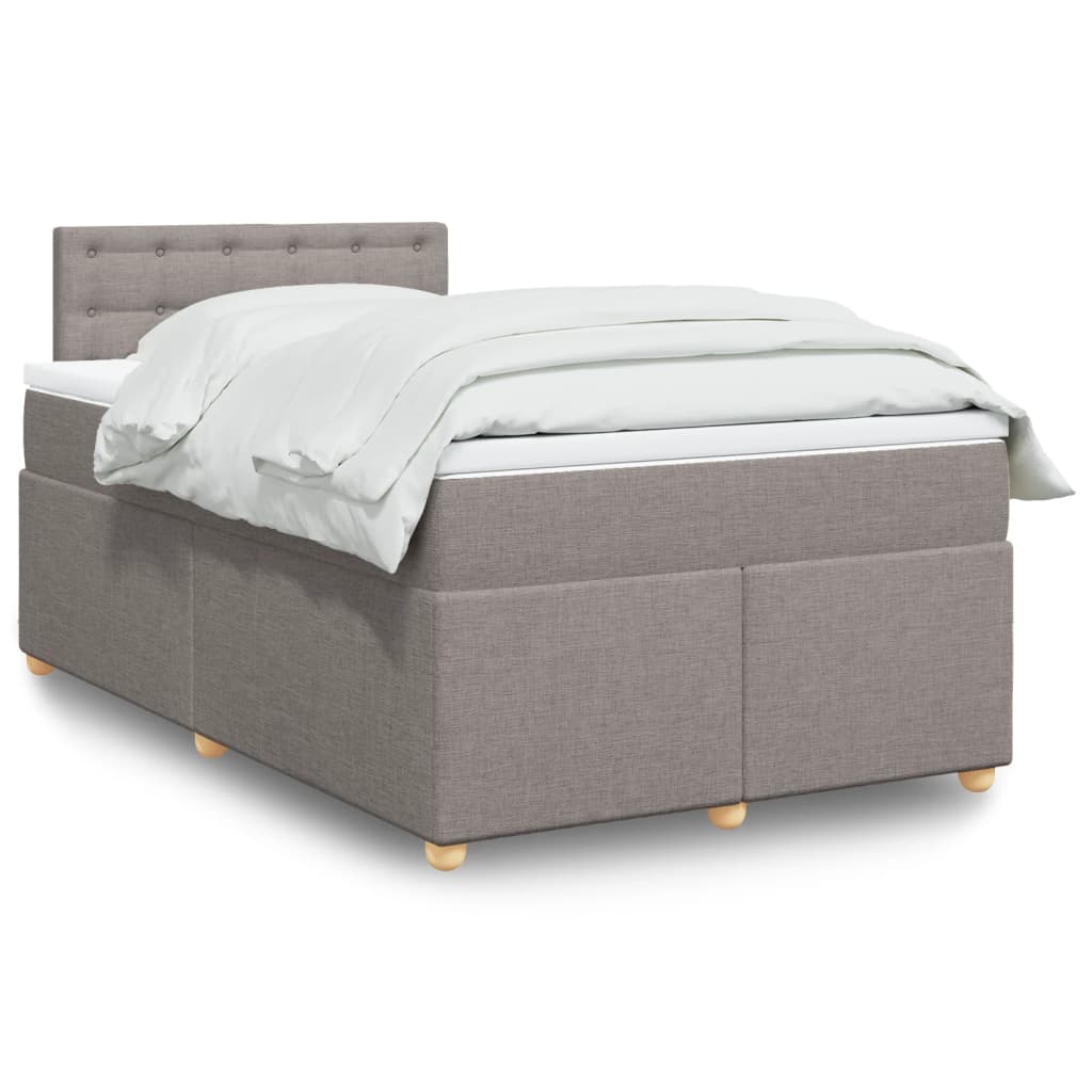 Boxspring met matras stof taupe 120x190 cm – afbeelding 1