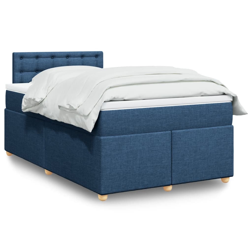 Boxspring met matras stof blauw 120x190 cm – afbeelding 1