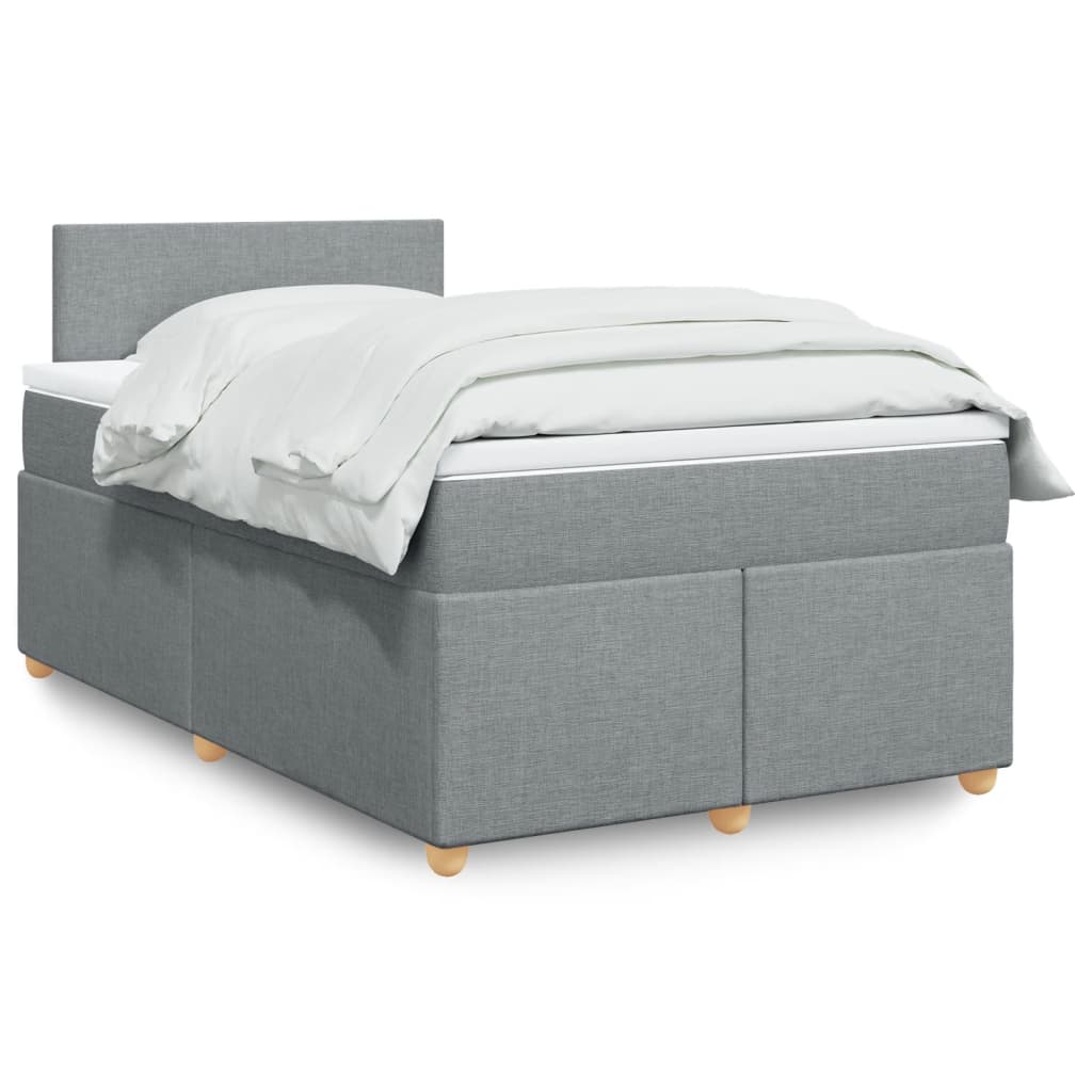 Boxspring met matras stof lichtgrijs 120x200 cm – afbeelding 1