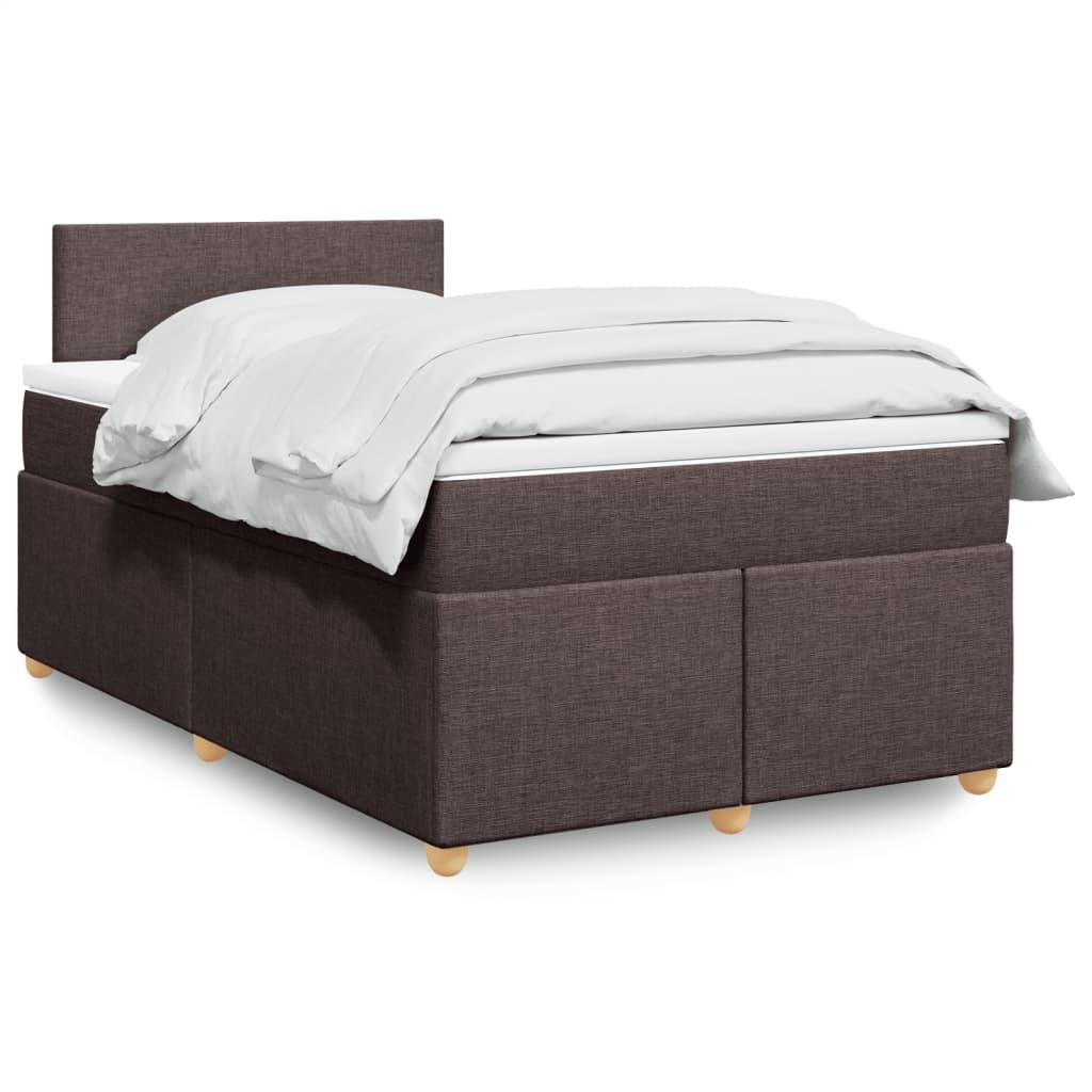 Boxspring met matras stof donkerbruin 120x200 cm – afbeelding 1