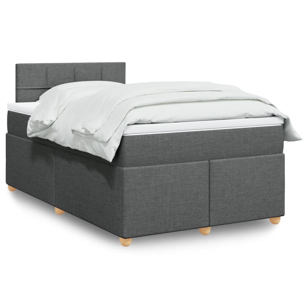 Boxspring met matras stof donkergrijs 120x200 cm – afbeelding 1