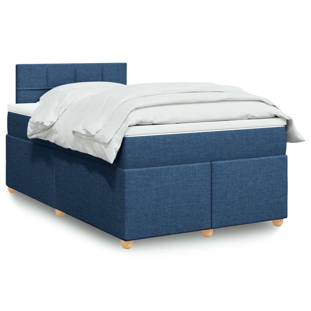 Boxspring met matras stof blauw 120x200 cm – afbeelding 1