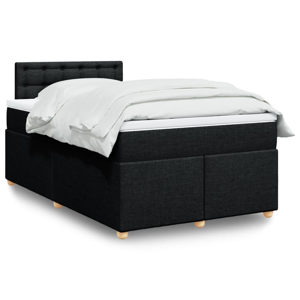 Boxspring met matras stof zwart 120x200 cm – afbeelding 1