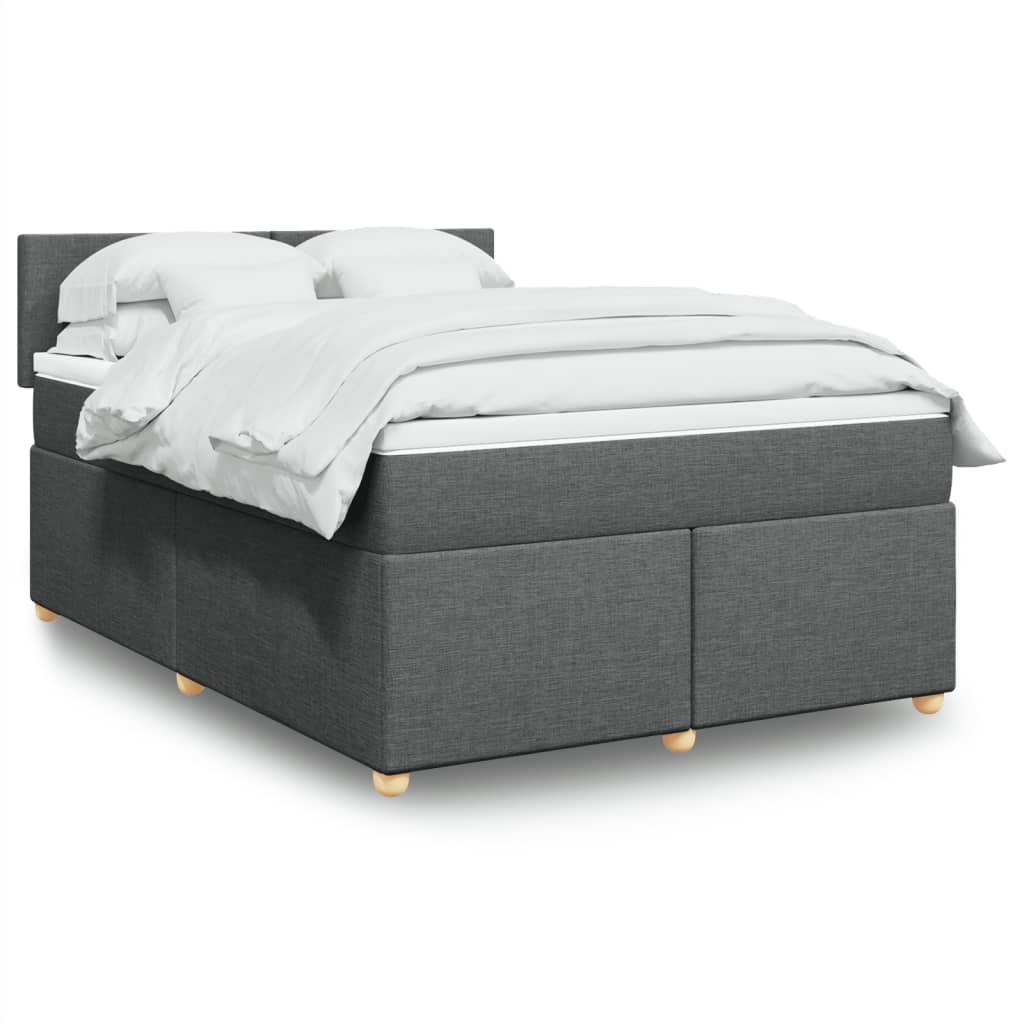 Boxspring met matras stof donkergrijs 140x190 cm – afbeelding 1