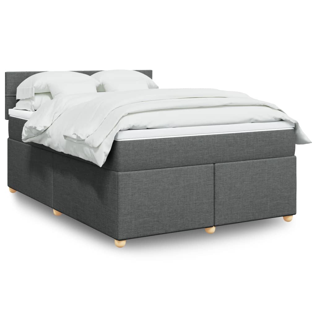 Boxspring met matras stof donkergrijs 140x190 cm – afbeelding 1