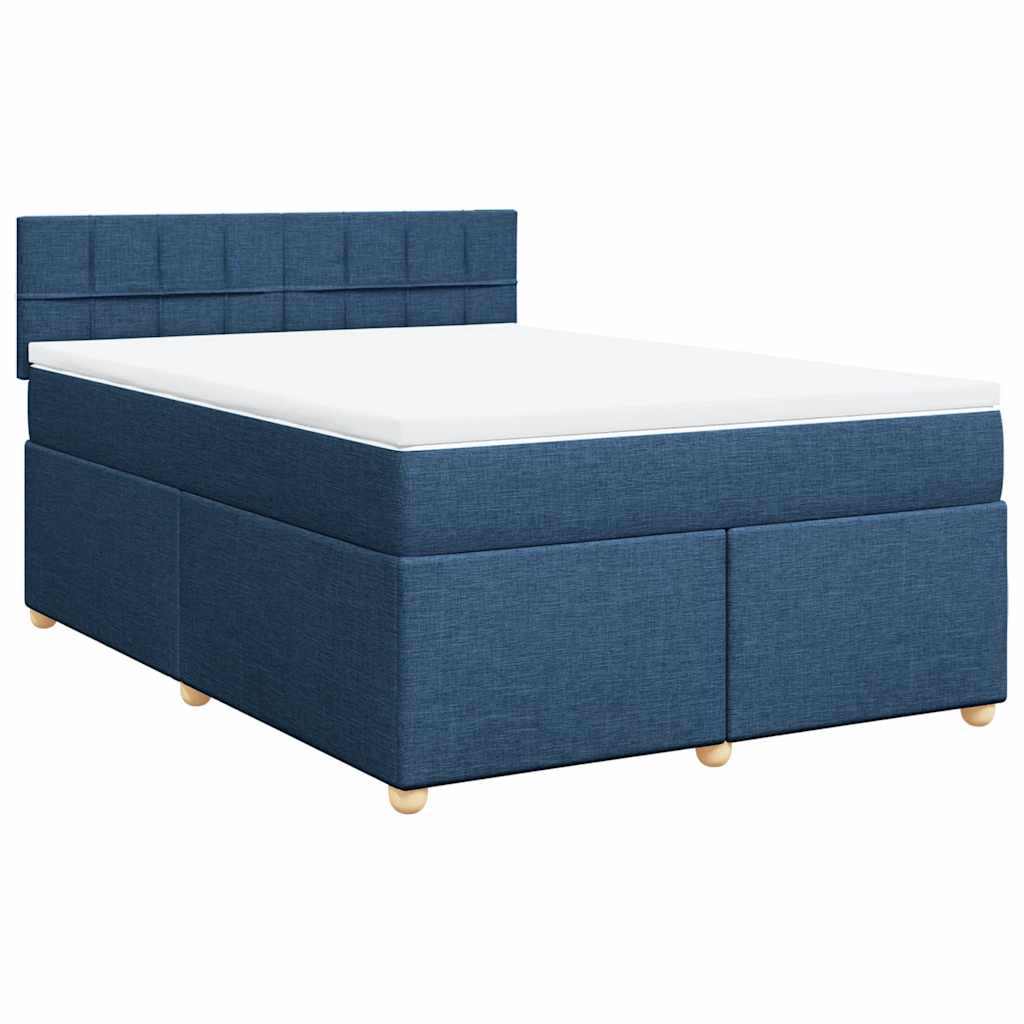 Boxspring met matras stof blauw 140x190 cm – afbeelding 3