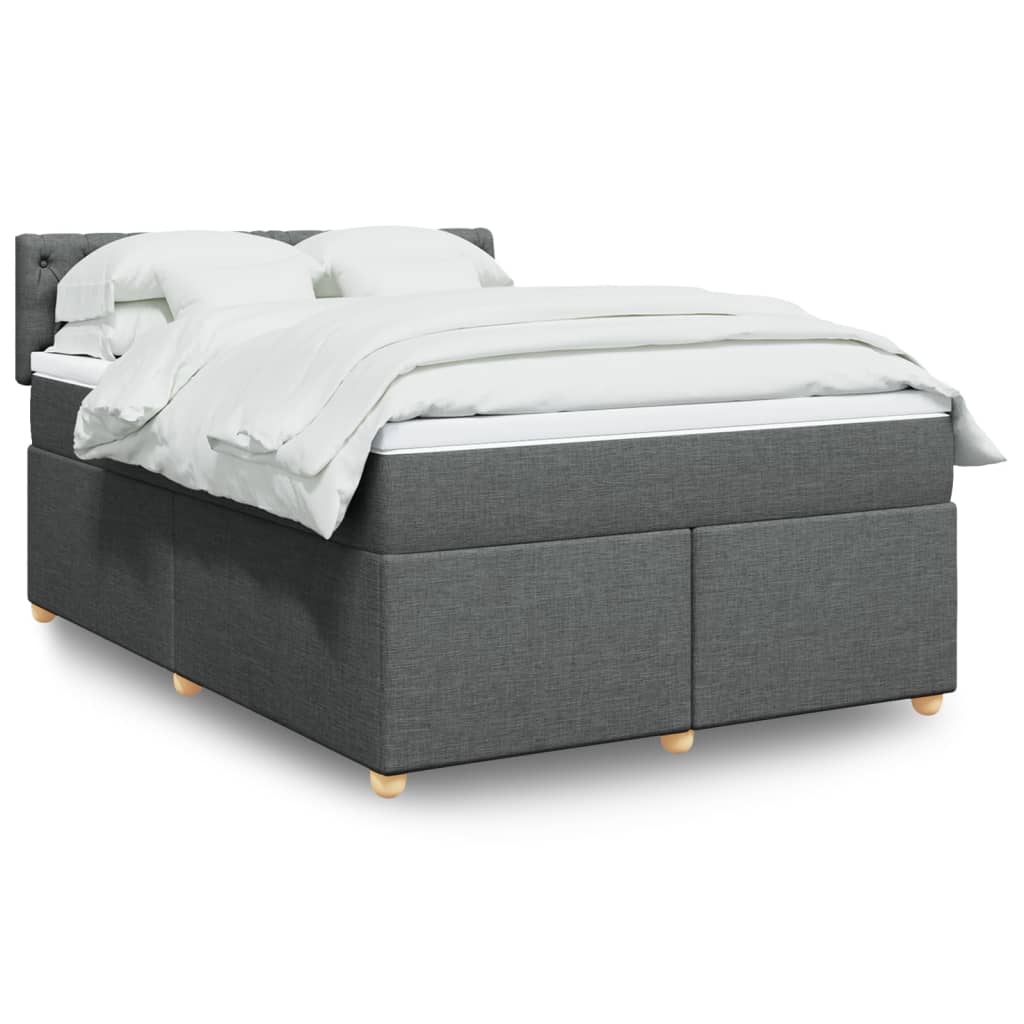 Boxspring met matras stof donkergrijs 140x190 cm – afbeelding 1