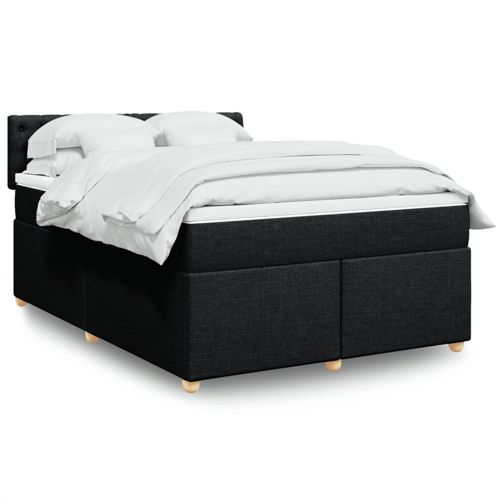 Boxspring met matras stof zwart 140x190 cm – afbeelding 1