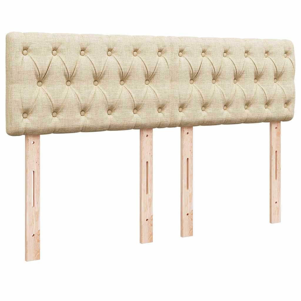 Boxspring met matras stof crèmekleurig 140x190 cm – afbeelding 12