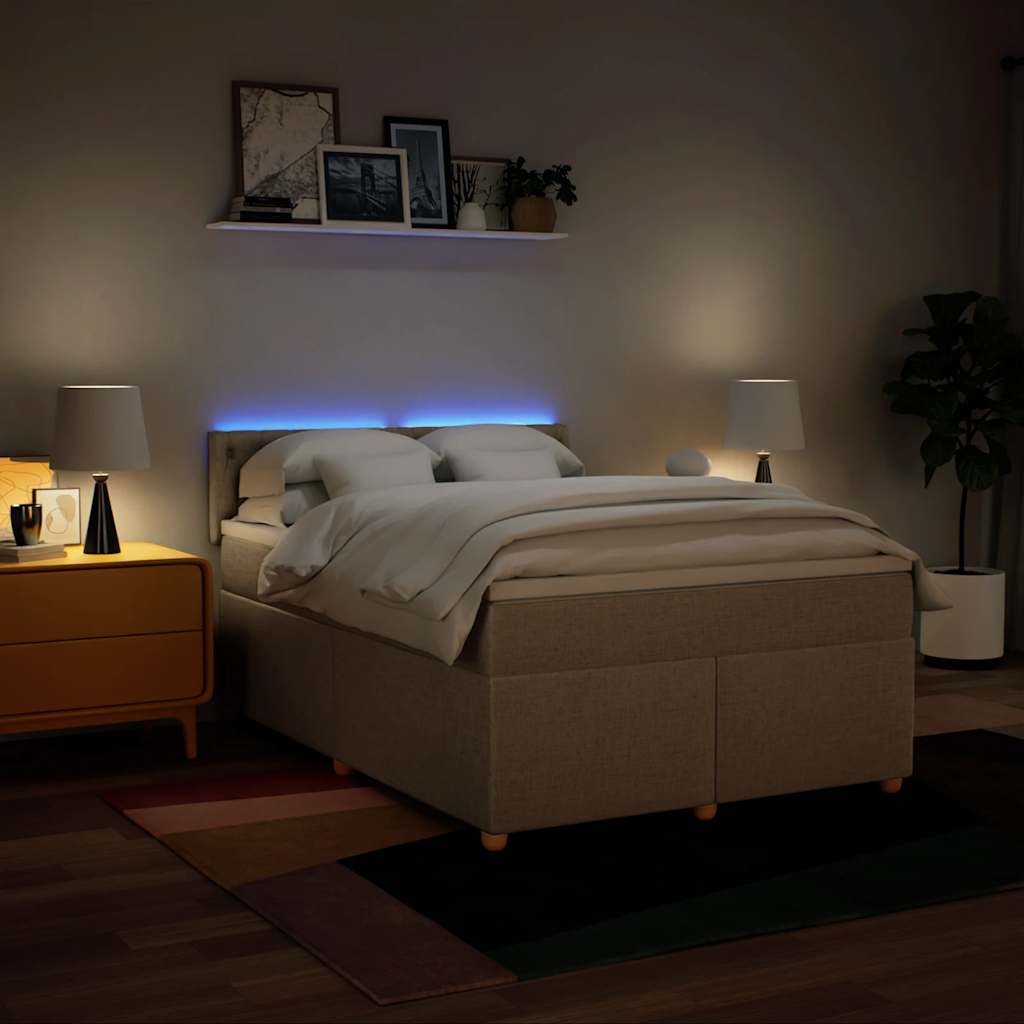 Boxspring met matras stof crèmekleurig 140x190 cm – afbeelding 5